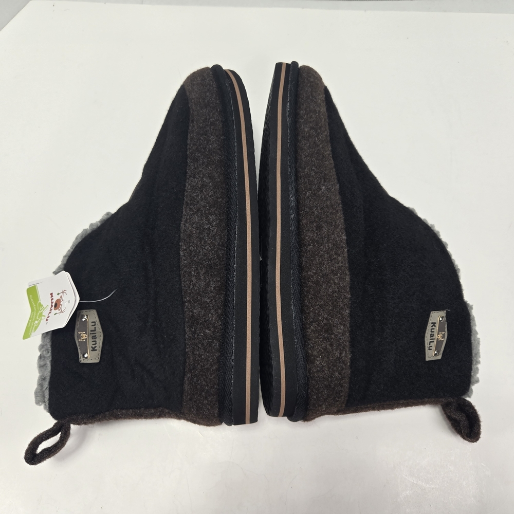 KauiLu Black and Brown Winter Felt Wool Slippers with Sherpa Lining Size 12 - Picture 6 of 11